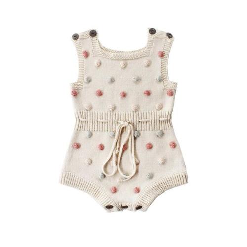 PAULA Polka Dot Knitted Romper - Hazel & Bo