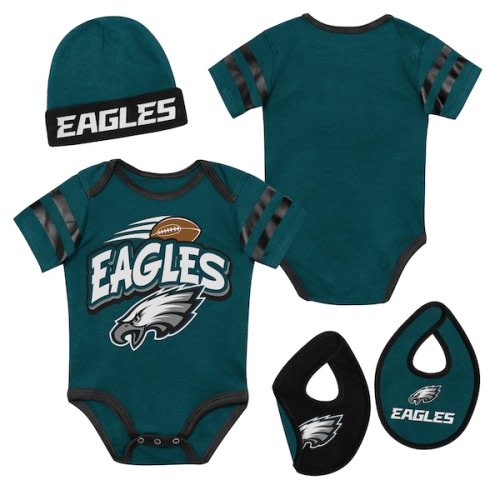 Philadelphia Eagles Outerstuff Newborn Pint Prodigy Three Piece Creeper Set - Midnight Green