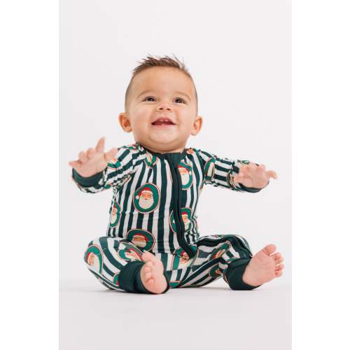 Green Santa Claus Lane Zipper Romper