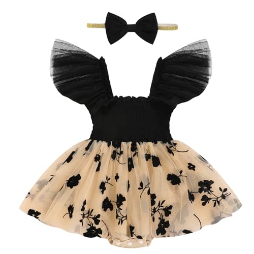 TITKKOP Baby Girl Tulle Romper|Newborn Summer Bodysuit|First Birthday Photo Shoot|Cake Smash Outfit for Infants 0-18M