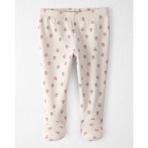 Baby Girl Organic Cotton Rib Footed Pants in Strawberry Print - Little Planet | Carter's