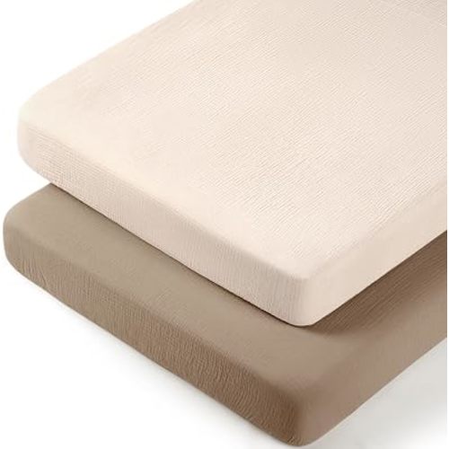 lulumoon Muslin Baby Bassinet Sheets: Cotton Fitted for Bedside Sleeper