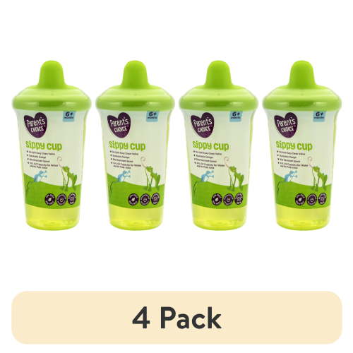 (4 pack) Parent's Choice Hard Spout Sippy Cup, Green, 9 fl oz, 6 Months+