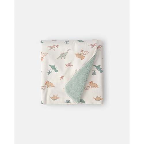 Baby Boy Dinosaur Plush Blanket - Green/Ivory