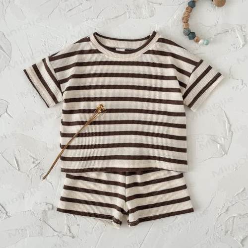 Baby Terry Striped Top and Shorts Set