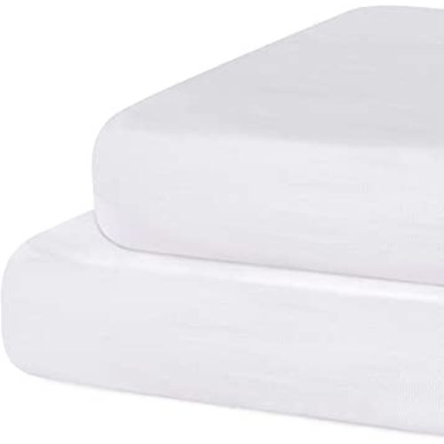 Fitted Crib Sheet 100% Cotton 52"x28"x8", 2 Pack Crib Mattress Sheet Set Fit for Standard Crib and Toddler Bed Mattress, Baby Crib Sheets Boys Girls, White
