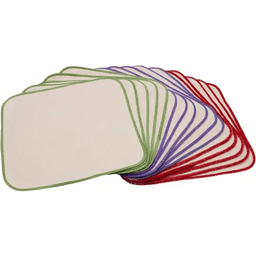 OsoCozy Flannel Cloth Baby Wipes - Reusable and Washable Saves Money - 15 Pack Unbleached/Natural 100% Cotton - Soft and Durable - Colorful Outer Stitching - 8 x 8 inches each.