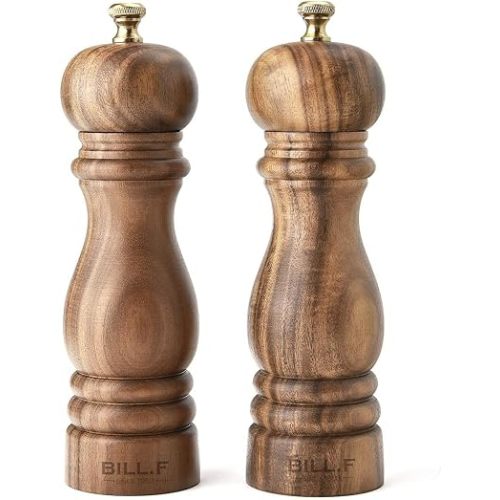 BILL.F Salt and Pepper Grinder Pepper Mill Grinder Pepper Grinders Salt Mill Set of 2 with Adjustable Ceramic Rotor 7 Inch