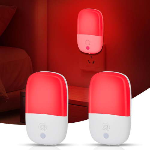 670nm Red Light Night Light for Sleep, 2 Pack Red Night Lights with Dusk to Dawn Sensor, LED Night Light Plug into Wall for Baby Nursery Kids Adults Bathroom Bedroom
