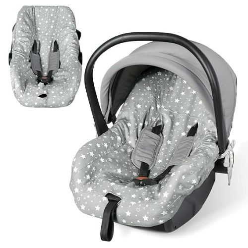 Orzbow Infant Car Seat Cover Liner, 100% Cotton Baby Seat Protector Cover, Universal Fit Carseat Liner for Travel System Car Seats, Breathable & Prevent Dirt, Machine Washable, 0-12 Months, Gray