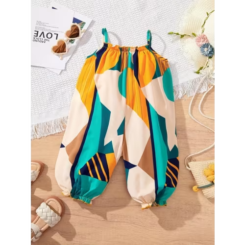 girls spring autumn mixed color spaghetti strap overalls - Temu