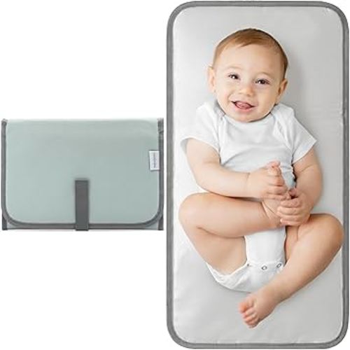 Comfy Cubs Baby Changing Pad Compact Size - Waterproof Diaper Changing Mat with Cushioned Pillow - Soft & Lightweight, Foldable Design for Travel - Stylish Design for Boys and Girls - Earth Green
