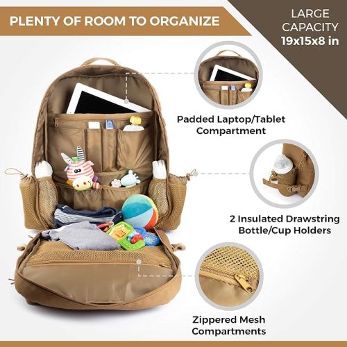 T.O.M HORIZONS Sling Diaper Bag for Dad; Single-handed Diaper Changing System. Changing Pad and much more included