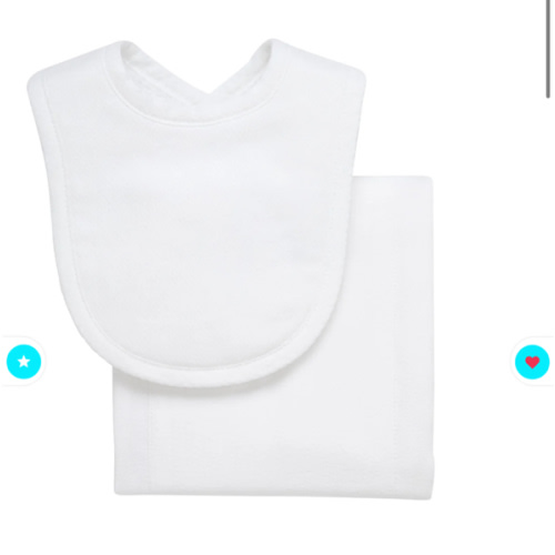 3 Marthas White Seersucker Drooler Bib & Burp Set