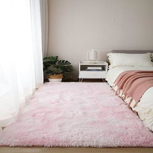 Pink Kids Carpet for Girls Bedroom Decoration Large Living Room's Rugs Fluffy Hall Carpets Soft Plush Nursery Play Mats,Tie dye Light Pink,50x80cm