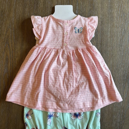 BNWT Carter’s Baby Girl 6 Months Striped Pink Dress & Butterfly Romper
