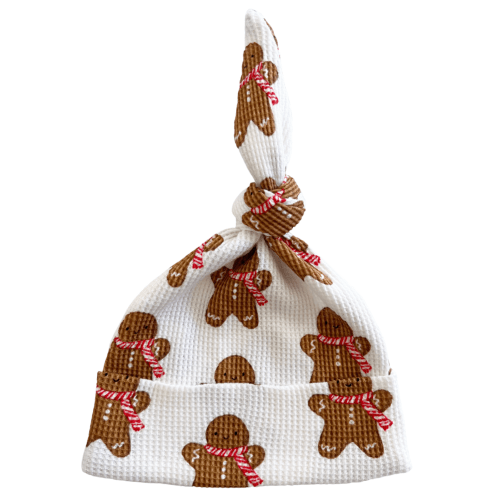 Organic Waffle Knot Beanie, Gingerbread Man