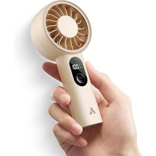 Aecooly Mighty Portable Fan, Powerful Handheld Fan, USB Rechargeable [10H Max Cooling Time], Mini Personal Battery Powered, Pocket for Travel, Summer, Gifts for Women, Girls -Beige