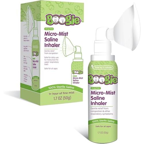 Boogie Micro-Mist Saline Inhaler, Baby Nose Congestion Relief, Nasal Spray for Kids, Pediatrician Recommended, 1.7oz Unscented - Pack of 1