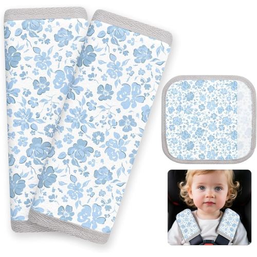 Seat Belt Cover Pad for Baby, Soft Seatbelt Cushion Covers for Kids 2Pcs Car Seat Strap Shoulder Pads for All Car Seats, Stroller, High Chair