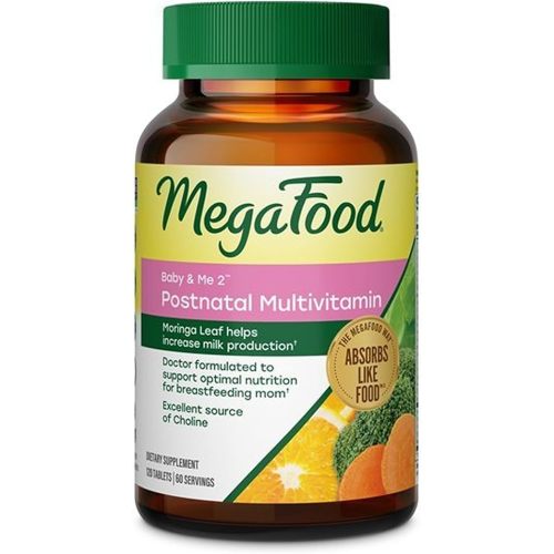 MegaFood Baby & Me 2 Postnatal Vitamins for Women with Moringa, 120 Tablets