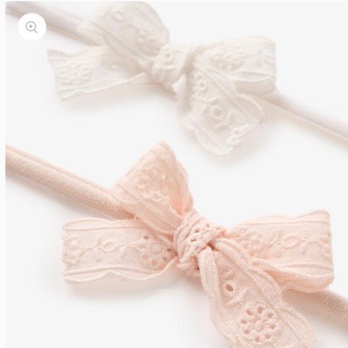 Eyelet Lace Bow Headband 2 Pk WHITE / 0-12M