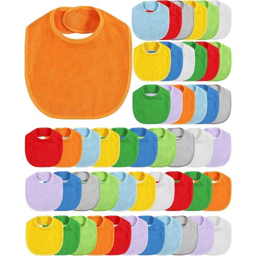 JaGely 30 Pack Baby Muslin Bandana Bibs Multicolor Solid Unisex Waterproof Feeder Adjustable Newborn Teething and Drooling