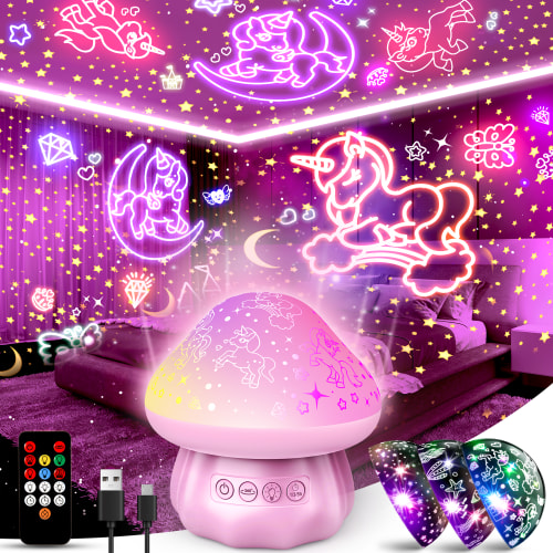 ATOPDREAM Night Light Star Projector for Kids Jellyfish Shaped 3-in-1 Projector with Star Moon Unicorn Ocean Effects
