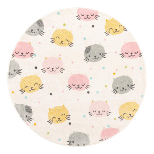 Unique Loom Whimsy Molly Pink/Gray/Yellow Kid Rug & Reviews | Wayfair