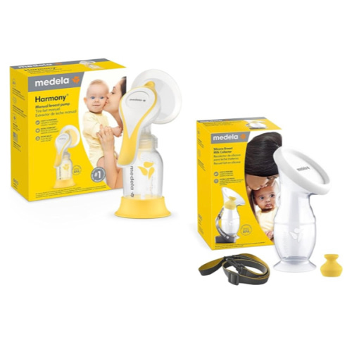 Medela Perfect Pair Bundle with Medela Harmony Manual Breast Pump & Silicone Breast Milk Collector, Lightweight and Discreet, Made Without BPA