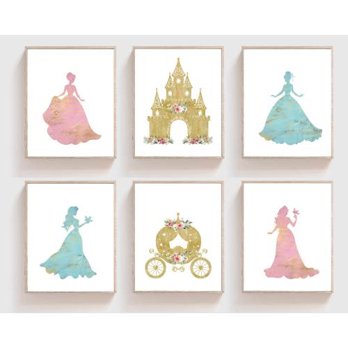 Princess prints - Princess wall art - Princess nursery - Girls bedroom decor - Printable princess - Princess room decor - Watercolor - H2555