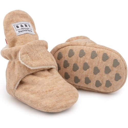 Sawimlgy Newborn Infant Baby Girl Boy Cotton Booties Stay On Sock Slippers Soft Bedroom Shoes Non-Skid Ankle Boots With Grippers Toddler Crib Warm Shoe First Walker Birthday Shower