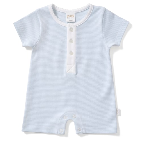 Paty Organic Cotton Baby Boy Romper in Stripe with Button Placket