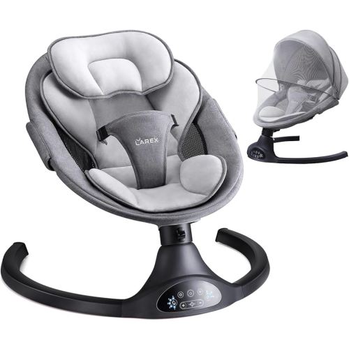 LAREX Baby Swing Infant Swing Electric Toddler Baby Rocker Portable for Newborn Boy Girl, 5 Sway Speeds with Remote Control, 10 Preset Melodies and Bluetooth, 0-6 Months Max 20 Lbs (Black)