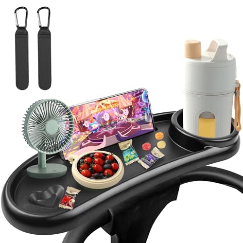 Snack Tray Compatible with Nuna Mockingbird, Adjustable Stroller Snack Tray with Cup Holder and Phone Holder, nuna stroller accessories (Include 2Pack Stroller Hook)