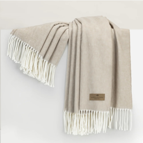 Lands Downunder Italian Herringbone Throw - Dune | Fringed Blanket