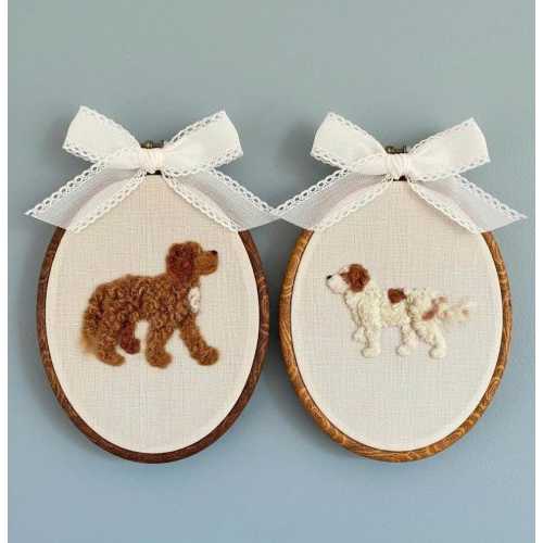 Custom Needle Felted Dog Portrait Hoop – Personalized Pet Wall Art, Handmade Wool Felt Embroidery, Pet Memorial Gift, Custom Dog Name Decor