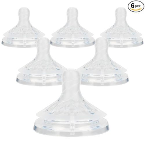 Silicone Bottle Nipples for Philips Avent Natural Baby Bottles,Size 5 Nipple,6m+,Flast Flow, 6 Count