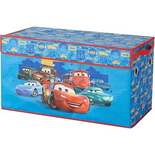 Disney Pixar Cars Collapsible Storage Trunk,Durable Kids Toy Organizer with Soft Lid, Foldable Chest for Bedroom & Playroom, 28.5" x 14.5" x 16"