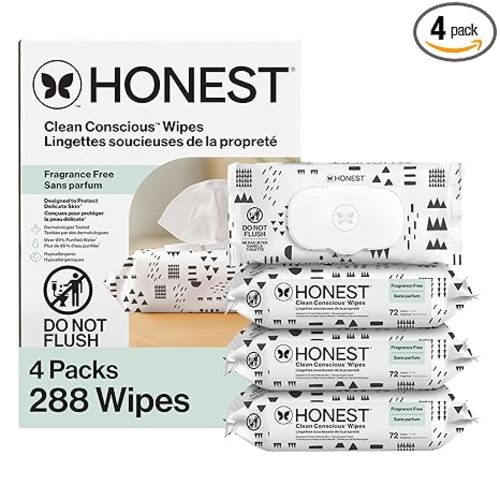 The Honest Company Hypoallergenic Multi-Use Baby Wipes for Sensitive Skin Baby Pattern Play 288 Count
