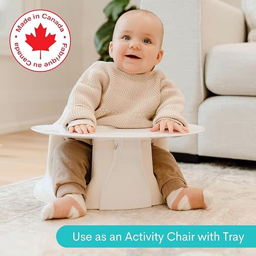 Upseat – The Original Ergonomic Baby Floor & Booster Seat with Tray, Made in Canada, Designed with Physiotherapists for Upright Posture & Healthy Hip Development, 4–24 Months, Dishwasher-Safe Tray