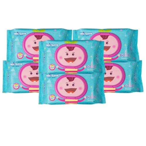 UniLove Unscented Baby Wipes 100's Pack of 6