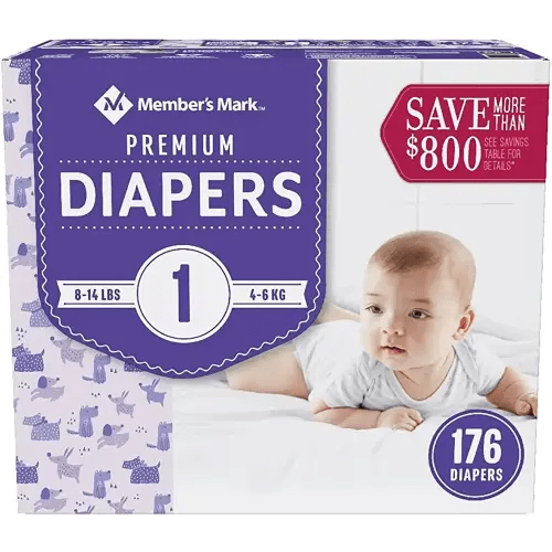 Member's Mark Premium Baby Diapers, Size 1 (8-14 Pounds), 176 Count