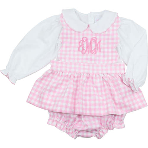 Pink Check Corduroy Diaper Set