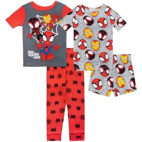 Marvel Boys' 4-piece Snug-fit Cotton Pajama Set, Soft & Cute for Kids