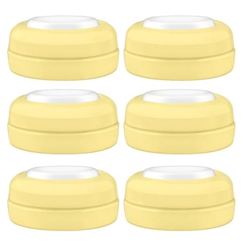 Screw Lids Aka Travel Caps with Rewritable Sealing Disc Compatible with Avent, Maymom Wide Mouth Bottles; Cap Replace Avent Natural Bottle Sealing Ring and Sealing Disc, 6pcs. (Yellow)