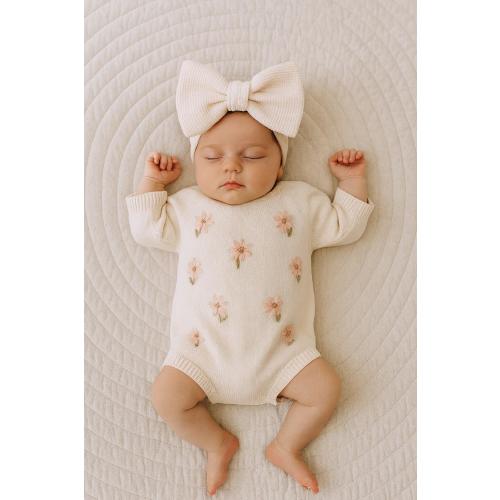 Newborn Girl Coming Home Outfit • Baby Girl Clothes • Newborn Knit Romper • Infant Girls Clothing • Baby Shower Gift