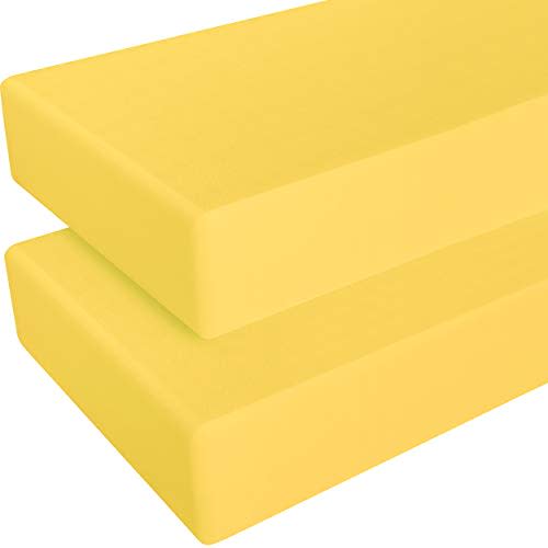 NTBAY 2 Pack 100% Brushed Microfiber Fitted Crib Sheet, Super Soft and Cozy 28x52 Crib Sheet for Standard Crib and Toddler Mattresses, Boys, Girls, Unisex, Yellow, 28x52 Inches