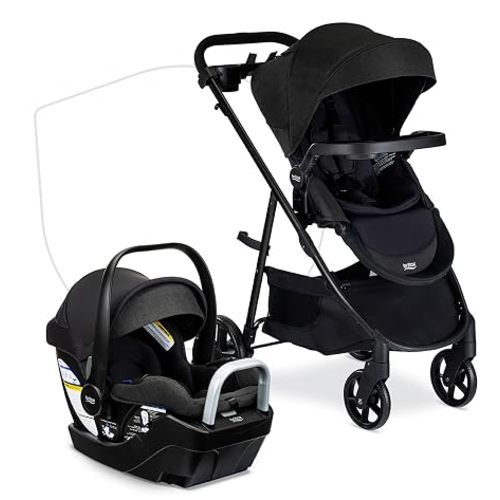 Britax Willow Brook S+ Travel System with Alpine Base — Raven Black | Car Seat Stroller Combo; Brook+ Stroller & Willow S Infant Car Seat; ClickTight; Stroller Insert; Parent & Child Trays