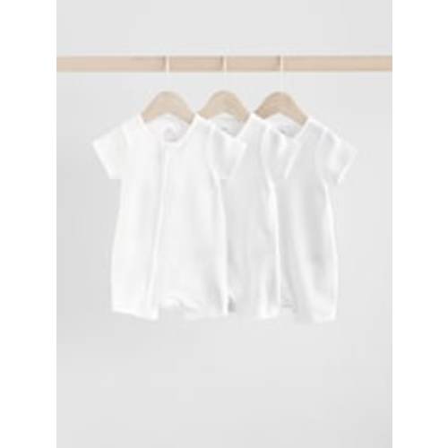 Buy White 3 Pack Two Way Zip Baby 100% Cotton Rompers (0mths-3yrs) from Next USA